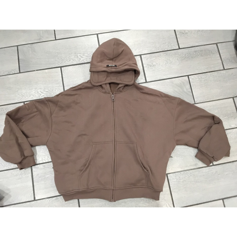 Ananke Brwn Oversized Full Zip Hoodie Sweatshirt XL Double Layer Hood Streetwear